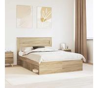 Teenpull Sonoma Pine Solid Wood Bed Frame 140 x 190 cm, slatted Base, headboard, Modern Minimalist Bedroom Structure, Durable Support for Adult Home Sleep and Easy Care, 240 kg Load