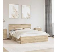 Teenpull Sonoma Pine Solid Wood Bed Frame 160 x 200 cm with slatted Support, King Mattress fit, Durable Bedroom Base for Modern Decor, Easy Care, Stable Sleep Foundation