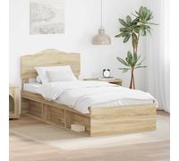 Teenpull Sonoma Pine Solid Wood Bed Frame Single 90 x 190 cm with slatted Base, headboard, Sturdy Support, Easy Assembly for Bedroom and Guest Room
