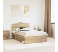 Teenpull Sonoma Solid Pine Bed Frame 120 x 190 cm, slatted Base, headboard, Durable Platform Bed for Bedroom, Adult and Child Use, Easy Assembly, Space Saving Support