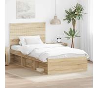 Teenpull Sonoma Wood Bed Frame 100 x 200 cm Solid Pine Mattress Support, slatted Base, headboard, Modern Bedroom Structure for Adult, Guest, or Youth Rooms, Easy Care, 100 kg Load
