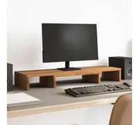 Teenpull Soporte ajustable para monitor de madera de roble Artisan, 80 x 24 x 10,5 cm, para dos monitores, con bandeja para teclado y soporte para portátil, ergonómico, para oficina en casa, juegos