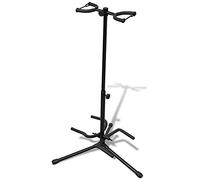 Teenpull Soporte de guitarra doble ajustable de acero plegable para guitarra acústica y eléctrica, altura regulable de 66 a 80 cm, soporte antideslizante para guitarra de concierto y bajo