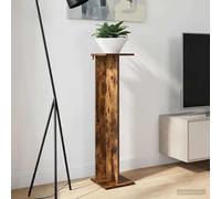 Teenpull Soporte para plantas de madera de roble ahumado, 25 x 25,5 x 100,5 cm, estante para plantas de varios niveles para salón, balcón, pasillo, alféizar de ventana, escalera de flores y bandeja