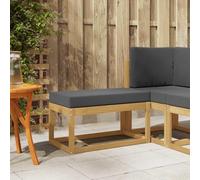 Teenpull Taburete de exterior blanco de madera de acacia maciza, 80 x 43 x 45 cm, modular ampliable, resistente a la intemperie, para terraza, balcón, jardín, ahorro de espacio, con acolchado