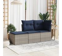 Teenpull Taburete de jardín con cojín, gris, 55 x 55 x 37 cm, polirratán, resistente a la intemperie, compacto, con espacio de almacenamiento, para balcón, terraza, salón y momentos relajados