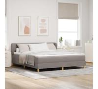 Teenpull Taupe Box Spring Bed with Adjustable headboard, 180 x 200 cm upholstered Fabric, Wooden Frame, Pocket Spring Mattress, Indoor Bedroom Support for Two Adults