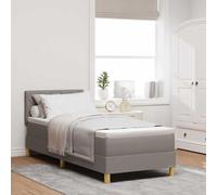Teenpull Taupe Box Spring Bed with Adjustable Headboard, 80 x 200 cm Mattress, Wooden Frame, Medium Firm Support, Indoor Bedroom Base for Adults, Space Saving Sleep Solution