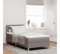 Teenpull Taupe Box Spring Bed with Adjustable headboard, 80 x 200 cm Mattress, Wooden Frame, Medium Firmness, for Bedroom Rest, Indoor Use, One Person, 140 kg Support