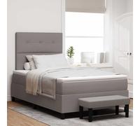 Teenpull Taupe Box Spring Bed with headboard 120 x 190 cm Fabric, sommier Base, Platform Structure, Adjustable cabecero, Medium Mattress, Support for Dormitorio and Descanso