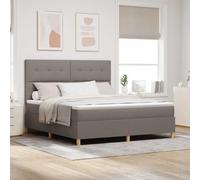 Teenpull Taupe Box Spring Bed with Headboard 180 x 200 cm Fabric, somier Base lecho with colchón, cabecero Structure, tapizado Soporte for Dormitorio Descanso and Dormir in Interior
