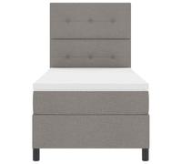 Teenpull Taupe Box Spring Bed with LED Strips, upholstered Adjustable headboard, 80 x 200 cm Medium Firm Mattress, Wooden Frame for Bedroom, Indoor Use, Modern Comfort for One