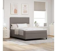 Teenpull Taupe Box Spring Bed with Mattress, 140 x 190 cm upholstered Frame, slatted Base, Adjustable headboard, Pine Wood Structure, Bedroom Support for 2 Sleepers, restful Sleep and Durable Comfort