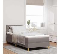 Teenpull Taupe Box Spring Bed with Mattress and Topper, Adjustable headboard, 90 x 190 cm, Wooden Frame, Indoor Bedroom Support, Modern Platform Comfort, Easy Assembly, Space Saving Design