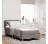 Teenpull Taupe Box Spring Bed with Mattress, Fabric Finish, Wooden Frame, Adjustable headboard, slatted Base, Compact 80 x 200 cm Single Bed for Bedroom Comfort and Daily Rest