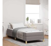 Teenpull Taupe Box Spring Bed with Mattress, Fabric upholstered Single 80 x 200 cm, slatted Base, Durable Wooden Frame, Modern Bedroom Support for restful Sleep and Compact Spaces