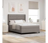 Teenpull Taupe Box Spring Bed with upholstered headboard, 140 x 190 cm Mattress, Sturdy Frame and Medium Firmness, for Indoor Bedroom Use, Two Height Settings, 280 kg Support