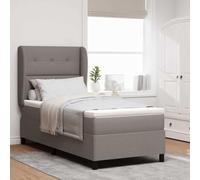 Teenpull Taupe Box Spring Bed with upholstered headboard, 90 x 200 cm Mattress, Frame, Topper, Adjustable headboard, Fabric Finish, for Modern Bedroom Comfort and Support
