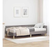 Teenpull Taupe Fabric Corner Bed Frame with Medium Firm Foam Mattress, upholstered slatted Platform Base, Adjustable headboard, 204 x 104 x 57 cm, for Bedroom Comfort and Space Saving