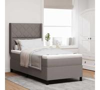Teenpull Taupe LED Bed Frame with headboard, 100 x 200 cm upholstered Wooden Structure, Spring Mattress, Adjustable Height, USB RGB Strip, Indoor Bedroom Support, Single Sleeper