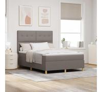 Teenpull Taupe LED Box Spring Bed with Headboard 160 x 200 cm upholstered Frame, Bedroom Platform Base with Medium Mattress, USB RGB Lights, Adjustable headboard, Indoor Sleep Support