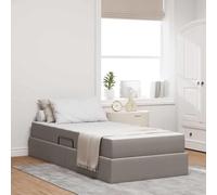 Teenpull Taupe Storage Bed Frame with Mattress, 90 x 190 cm upholstered Polyester, Hydraulic Lift Base, Metal Structure, slatted Support, Space Saving Bedroom for One Sleeper and Guest Use