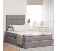 Teenpull Taupe Storage Bed with Mattress 120 x 200 cm upholstered Bed Frame Metal Base Lift-up Side Access, Bedroom Use, Space-Saving Support for Two Adults and Modern interiors