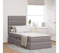 Teenpull Taupe Storage Bed with Mattress 90 x 190 cm upholstered Metal Frame, Hydraulic Side Lift, headboard, Base, Platform and Bed for Bedroom, Adults, Guests, Space Saving
