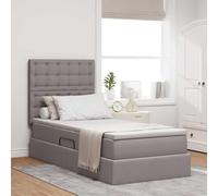 Teenpull Taupe Storage Bed with Mattress 90 x 200 cm Fabric, upholstered Base, Hydraulic Lift, headboard, Frame, and Hidden underbed Storage for Bedroom Space Saving