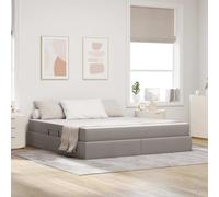 Teenpull Taupe Storage Bed with Mattress, Super King 180 x 200 cm, Polyester upholstered Bed, Metal Frame, Hydraulic Lift Storage, slatted Base, Modern Bedroom Space Saving
