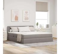Teenpull Taupe Storage Bed with Mattress, upholstered headboard, Wood and Metal Frame, Hydraulic Lift Platform, slatted Base, Space Saving Bedroom Solution for Adult Guest Use