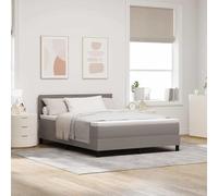 Teenpull Taupe upholstered Bed Frame with headboard, 140 x 200 cm Box Spring Bed, Adjustable 2 Height cabecero, Madera elaborada Structure, Medium Mattress, Indoor Bedroom Support for Two