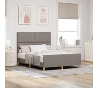 Teenpull Taupe upholstered Bed Frame with headboard, 160 x 200 cm Platform Bed for Bedroom, Wooden Structure, Foam Padding, Quiet Support, Easy Assembly, Indoor Use for 2 Sleepers