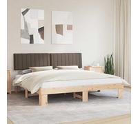 Teenpull Taupe Upholstered Bed Frame with Headboard 200 x 200 cm Pine Wood Platform for Bedroom, No Box Spring Needed, Easy Assembly, Removable Washable Cover, Double Sleep Support