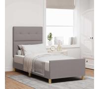 Teenpull Taupe upholstered Bed Frame with headboard, 80 x 200 cm Platform Bed, Wooden Structure, Padded Polyester, Indoor Bedroom Use, Easy Assembly, Stable Support, Quiet Sleep