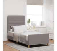 Teenpull Taupe upholstered Bed Frame with headboard 90 x 200 cm, Platform Base, Minimalist Design, Fabric Finish, Sturdy Support, Easy Assembly, Bedroom Comfort for Adult and Guest Rooms