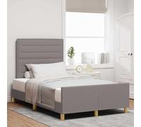 Teenpull Taupe upholstered Bed Frame with headboard and Footboard, 120 x 190 cm Platform Bed, Easy Assembly, Fabric Finish, Minimalist Bedroom Frame, Support for Mattress, Home Sleep Comfort