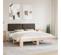 Teenpull Taupe upholstered Bed Frame with headboard, Solid Pine Platform Base for Super King Mattress 180 x 200 cm, Removable Washable Cover, Modern Bedroom Support