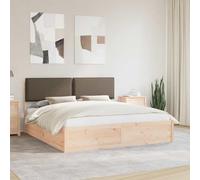 Teenpull Taupe Upholstered Bed Frame with Headboard, Solid Pine Structure, 180 x 200 cm Super King, Slatted Platform Support, Easy Clean Cover, No Box Spring Needed