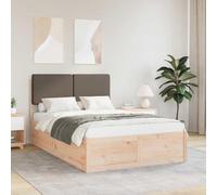 Teenpull Taupe upholstered Bed Frame with headboard, Solid Pine Structure, Platform slats, 120 x 200 cm Mattress Size, no Box Spring Needed, Easy Assembly, for Modern Bedroom Comfort