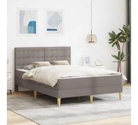 Teenpull Taupe upholstered Bed Frame with Mattress, 140 x 200 cm, Plywood Slat Base, Padded headboard, Storage Space Under Bed, Easy Assembly for Bedroom, Indoor Use, 280 kg Load Support