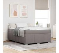 Teenpull Taupe upholstered Bed Frame with Mattress, 160 x 200 cm King Size, Wooden Slat Base, Breathable Fabric, Medium Firm Spring Mattress, 280 kg Support for Bedroom Rest