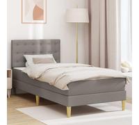 Teenpull Taupe upholstered Bed Frame with Mattress, 80 x 200 cm Single Bed, Wooden Slat Base, Padded headboard, underbed Storage, Easy Assembly, for Bedroom, Home, Adult and Guest Use
