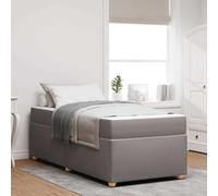 Teenpull Taupe upholstered Bed Frame with Mattress, 80 x 200 cm, Wooden Slat Base, Bedroom Support for Single Sleeper, Easy Assembly, Durable Fabric Finish for Daily Rest