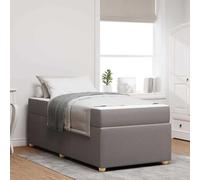 Teenpull Taupe upholstered Bed Frame with Mattress, 80 x 200 cm, Wooden Slat Base, Medium Firm Support, Breathable Fabric, Single Bed for Bedroom, Adult and Guest Use