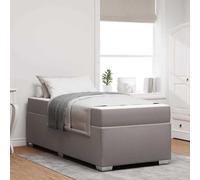 Teenpull Taupe upholstered Bed Frame with Mattress, 90 x 190 cm Single Short, Wooden Slat Base, Medium Firm Pocket Spring Support, Home Bedroom, 140 kg Capacity, Easy Assembly, Modern Space Saving
