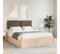 Teenpull Taupe Upholstered Bed Frame with Padded Headboard, Solid Pine Wood, 160 x 200 cm King Size, Slatted Platform Base, No Box Spring Needed, Easy Clean Cover, for Modern Bedroom Comfort