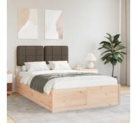 Teenpull Taupe upholstered Bed Frame with Pine Wood Structure and Removable Washable headboard Cover, 120 x 200 cm Platform Base for Mattress, no Box Spring, Bedroom Resting Support for