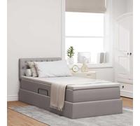Teenpull Taupe upholstered Bed Frame with Storage, 90 x 190 cm Mattress, Hydraulic Lift, headboard, Metal Structure, Medium Firmness Mattress, Indoor Bedroom Solution for Space Saving Comfort
