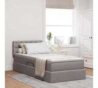 Teenpull Taupe upholstered Bed Frame with Storage, 90 x 200 cm slatted Base, Hydraulic Lift, headboard, Mattress and Cover, for Bedroom, Space Saving, Modern Home, Single Sleeper